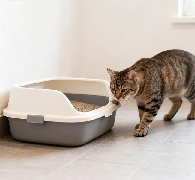 A veterinarian examining a cat on a table