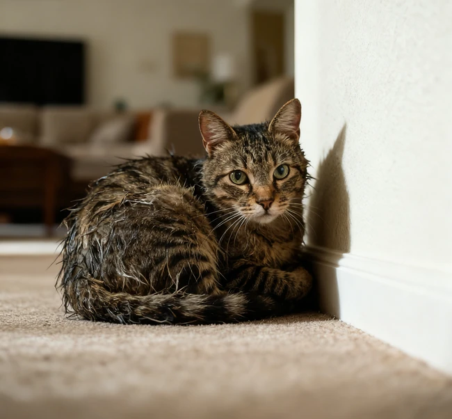 Ein Tierarzt führt eine körperliche Untersuchung an einer Katze durch