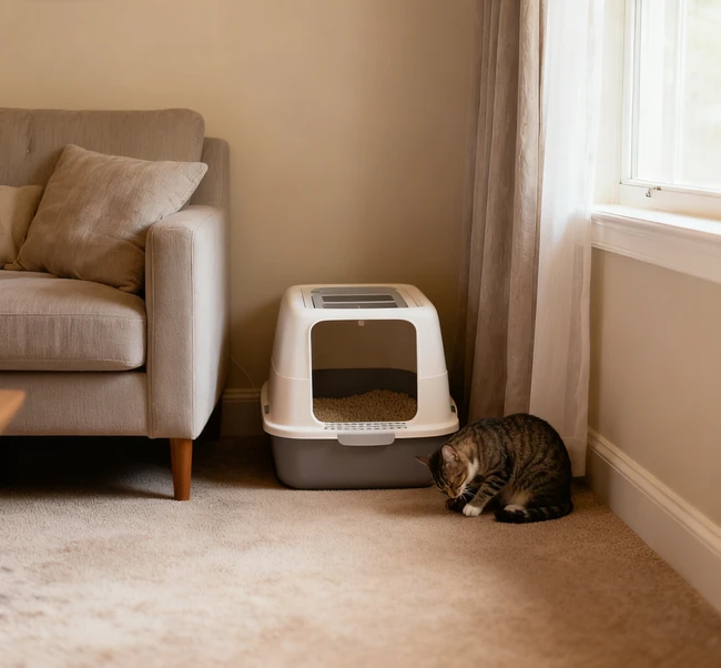 A person using a scoop to clean a litter box daily