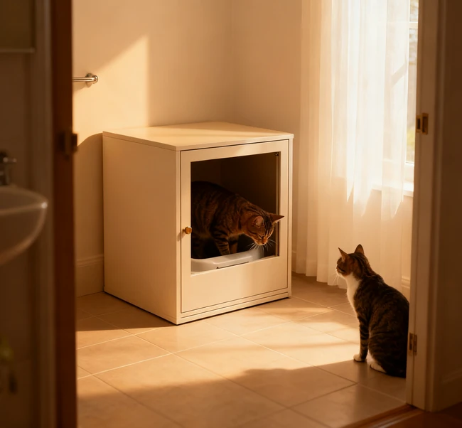 Caja de basura automática de autolimpieza en medio ciclo de limpieza