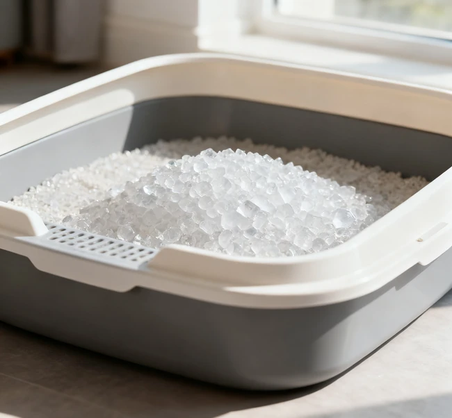 A cat comfortably using a clean, well-maintained litter box