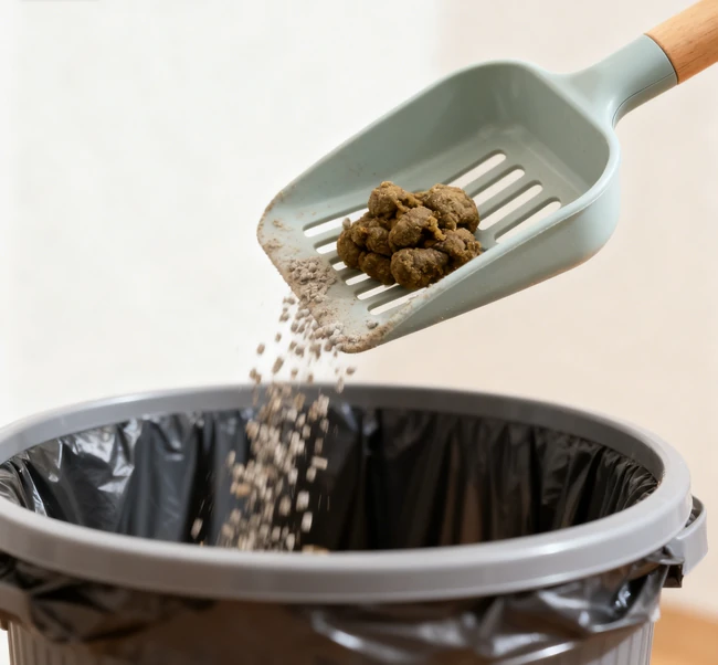 A person using a Litter Genie disposal system