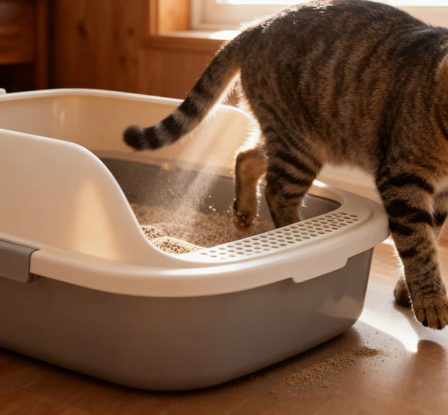 Seite an Seite Vergleich eines staubigen Tonmülls und eines sauberen, staubarmen Naturmülls