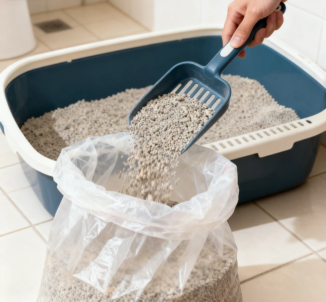 A modern self-cleaning litter box with a sealed waste drawer