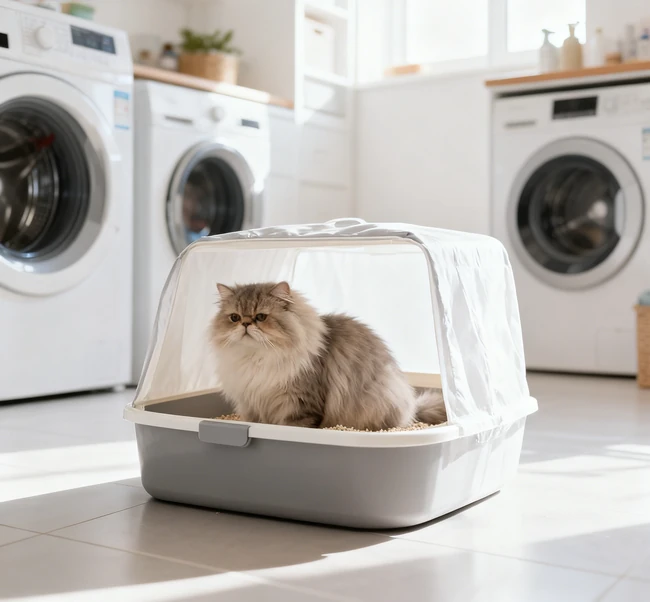 Two litter boxes placed in different areas of a home for a multi-cat household