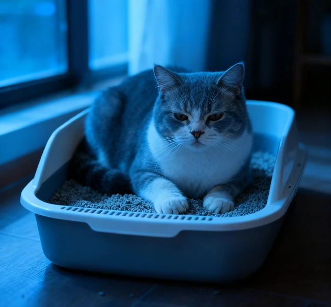 A person comparing two different types of cat litter