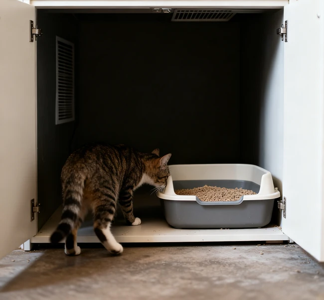 ゴミ箱を静かに隠した魅力的な家具