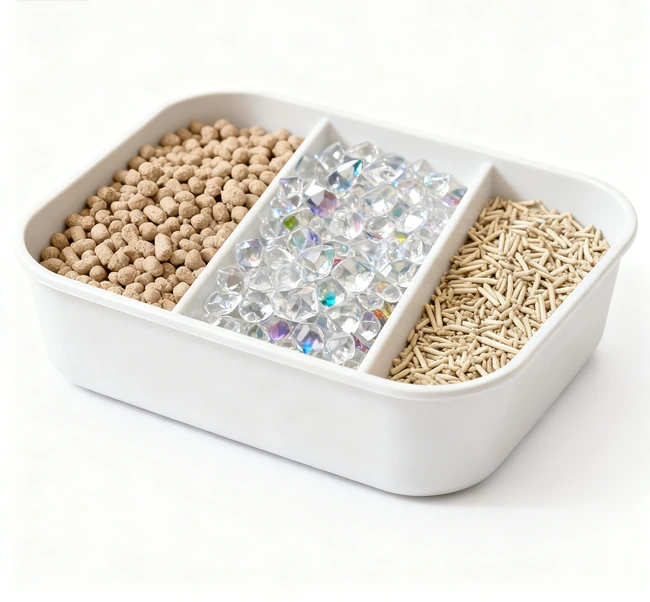 Natürlicher biologisch abbaubarer Katzen litter aus Mais und Weizen