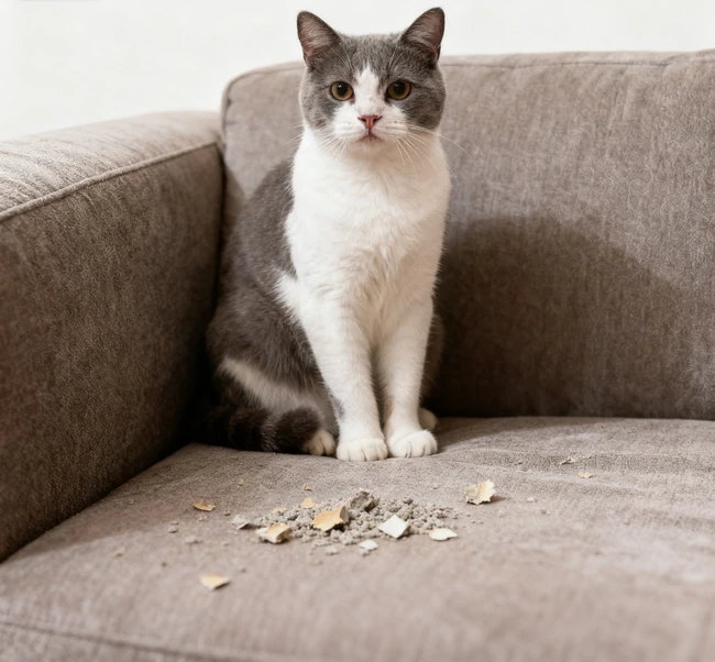 A high-quality litter trapping mat placed directly outside a litter box