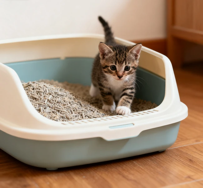 Une litière idéale pour chatons dans un coin calme