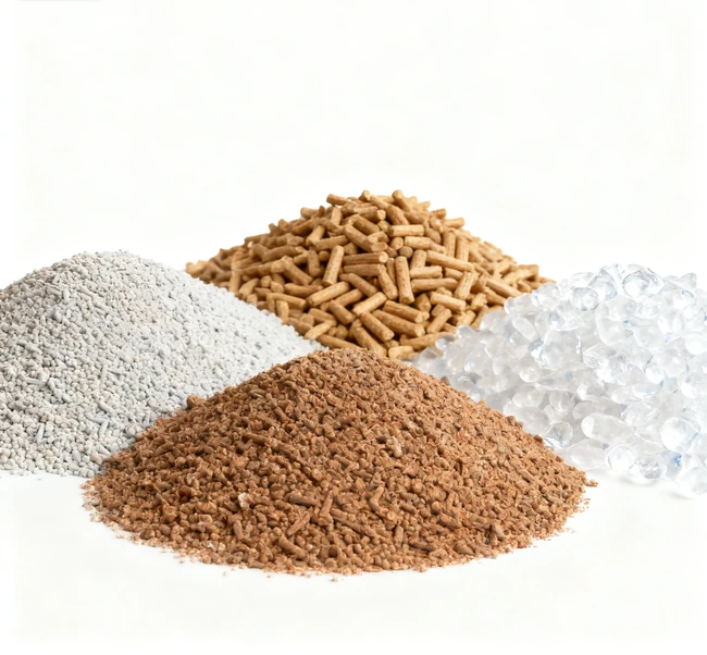 A content cat sitting next to a clean, well-maintained litter box