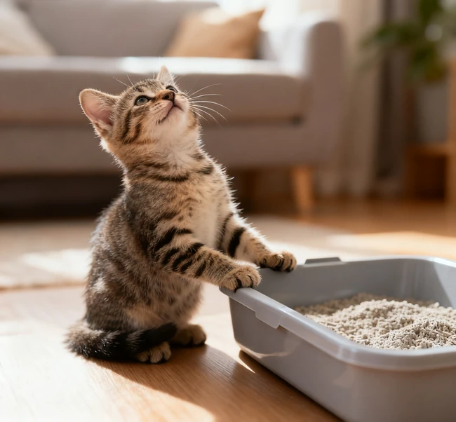 Un propriétaire aimant caresse son chaton